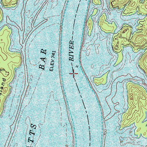 Topographic Map of Gillaspies Ferry (historical), TN