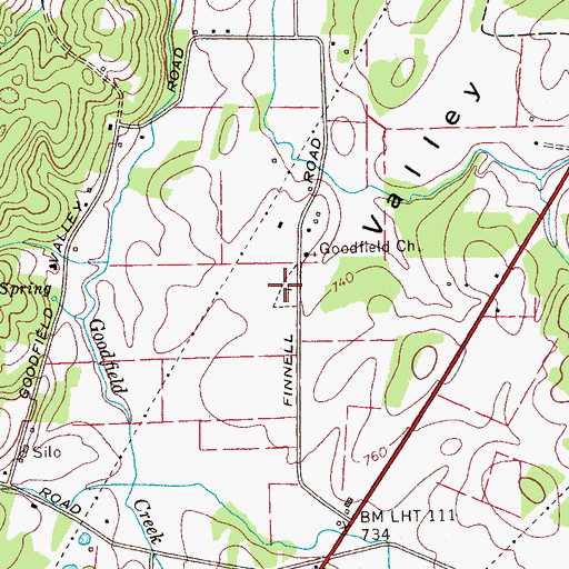 Topographic Map of Goodfield Cemetery, TN