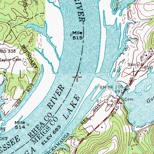 Topographic Map of Goodfield Shoals, TN