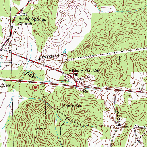 Topographic Map of Hickory Flats School (historical), TN
