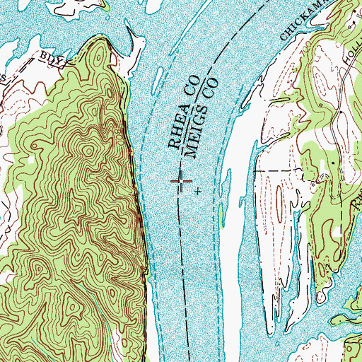 Topographic Map of Kellys Shoals, TN