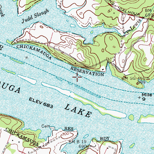 Topographic Map of Kincannon Ferry (historical), TN