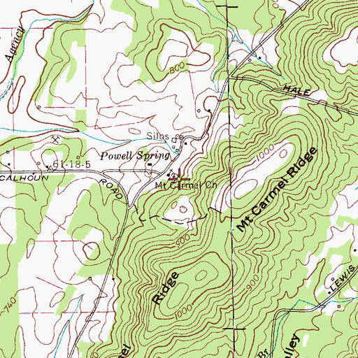 Topographic Map of Mount Carmel Cemetery, TN