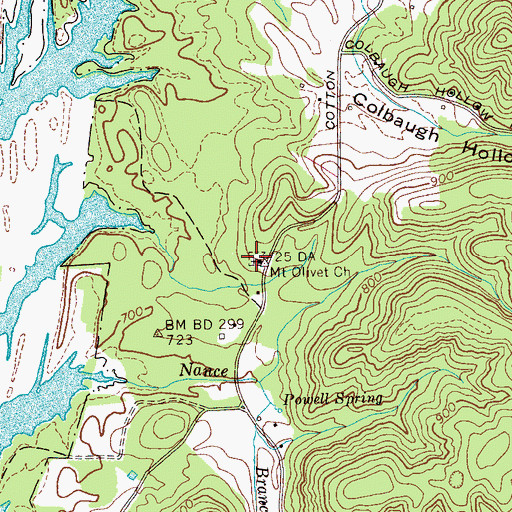 Topographic Map of Mount Olivet Cemetery, TN