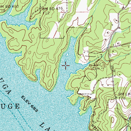 Topographic Map of Powell Slough, TN