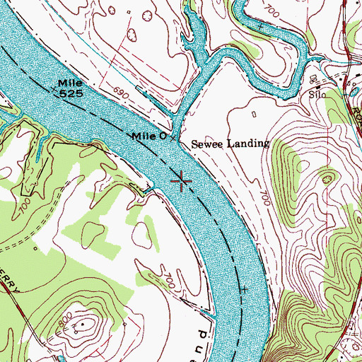 Topographic Map of Prices Ferry (historical), TN