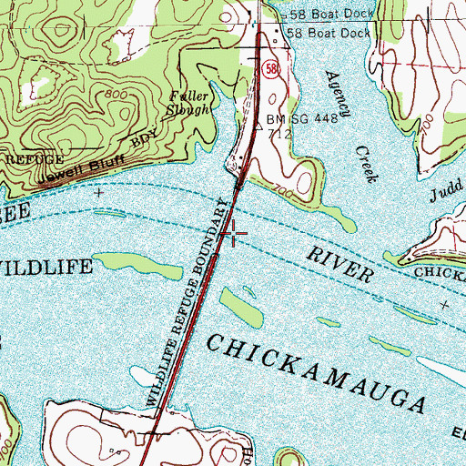 Topographic Map of Russell Ferry (historical), TN