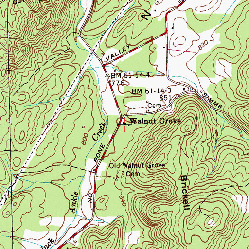 Topographic Map of Walnut Grove Baptist Church, TN