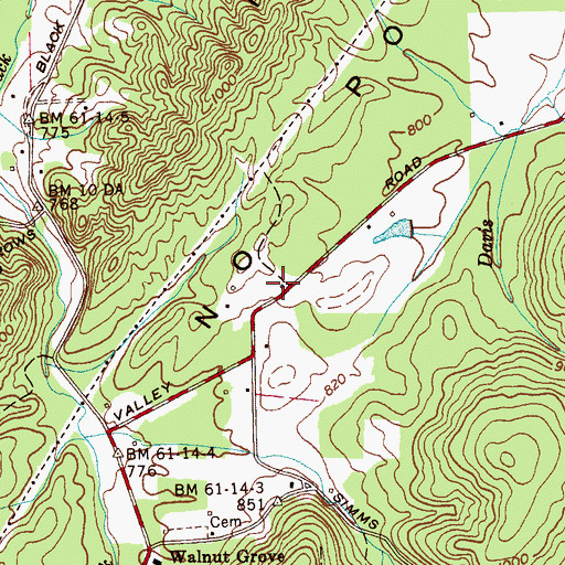 Topographic Map of Walnut Grove School (historical), TN