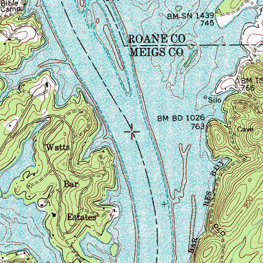 Topographic Map of White Creek Shoals, TN