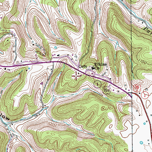 Topographic Map of Bell Hill, TN