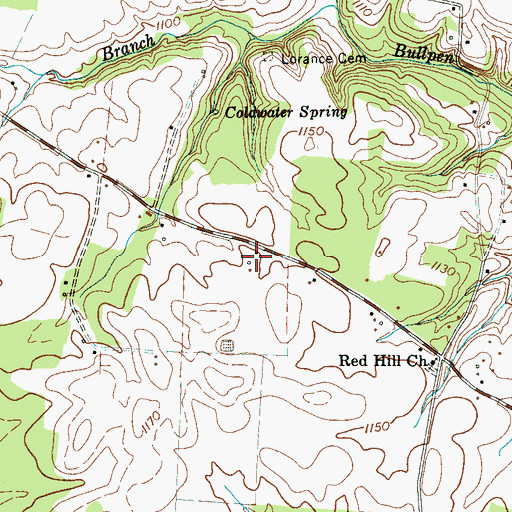 Topographic Map of Coldwater School (historical), TN