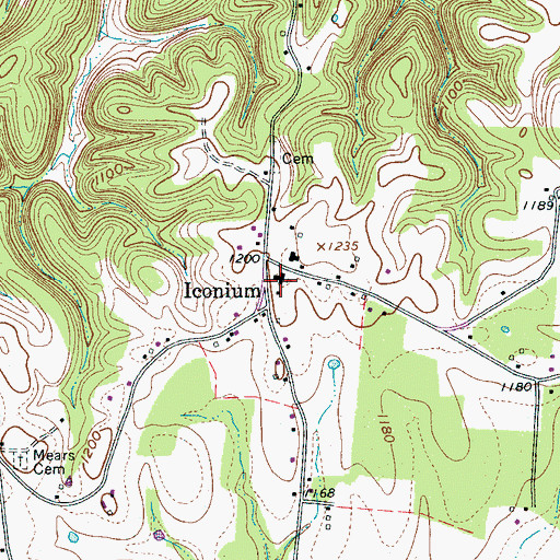 Topographic Map of Iconium Church of Christ, TN