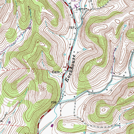 Topographic Map of Rockhouse School (historical), TN