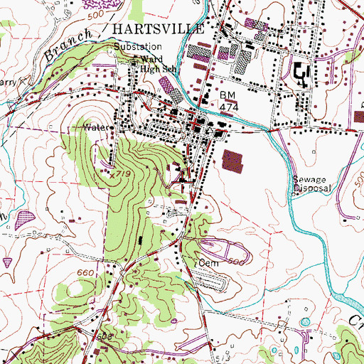 Topographic Map of Trousdale Medical Center, TN