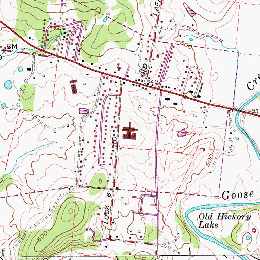 Topographic Map of Trousdale County Elementary School, TN