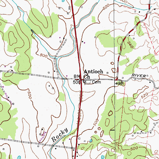 Topographic Map of Antioch, TN