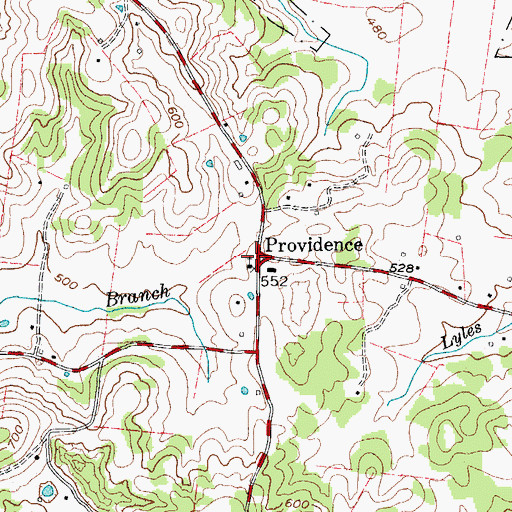 Topographic Map of Providence, TN
