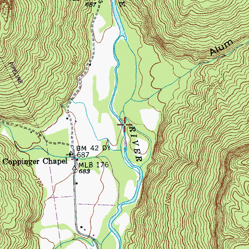 Topographic Map of Alum Creek, TN