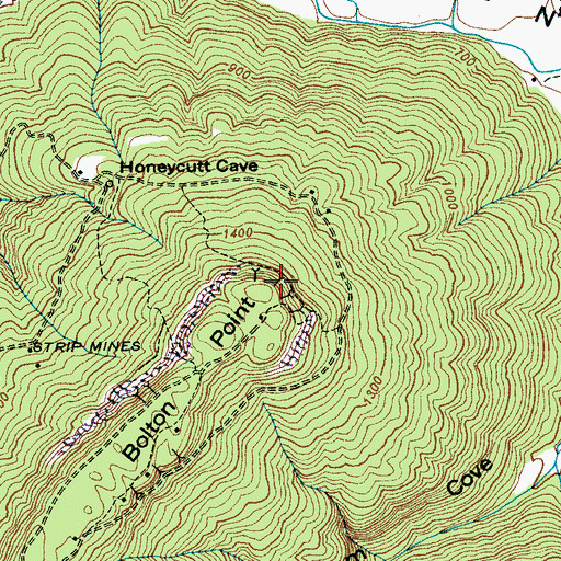 Topographic Map of Bolten Mines, TN