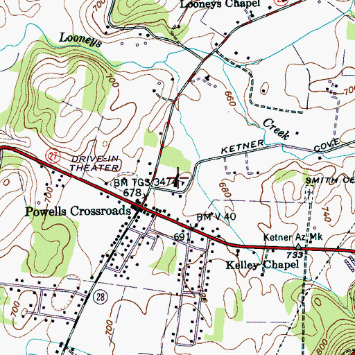 Topographic Map of Crossroads Elementary School, TN
