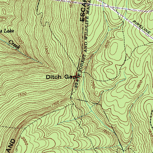 Topographic Map of Ditch Gap, TN