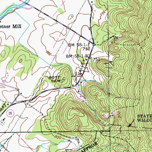 Topographic Map of Gulf Spring, TN