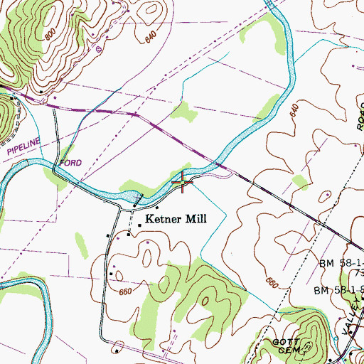Topographic Map of Gulf Springs Branch, TN