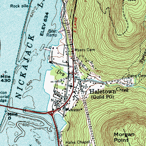Topographic Map of Hales Chapel United Methodist Church, TN