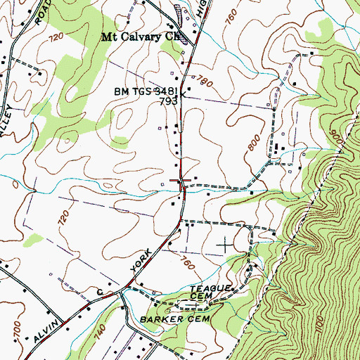 Topographic Map of Hicks Chapel (historical), TN