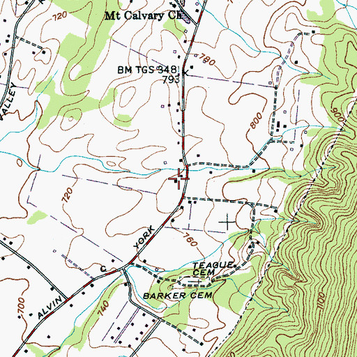 Topographic Map of Hicks Chapel School (historical), TN