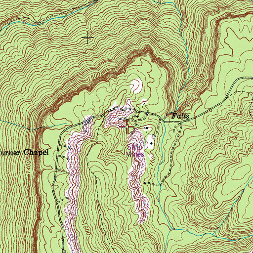 Topographic Map of Hudsons and Sanders Mine, TN