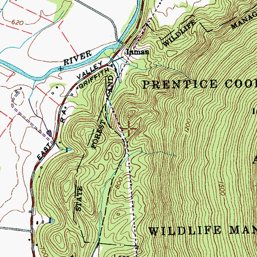 Topographic Map of Inman Mine, TN