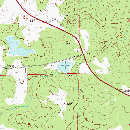 Topographic Map of Edgar Lake, AL