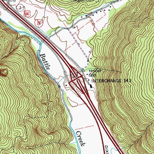 Topographic Map of Interchange 143, TN