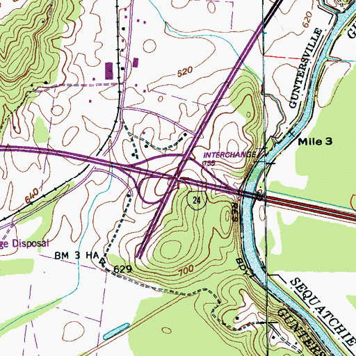 Topographic Map of Interchange 155, TN