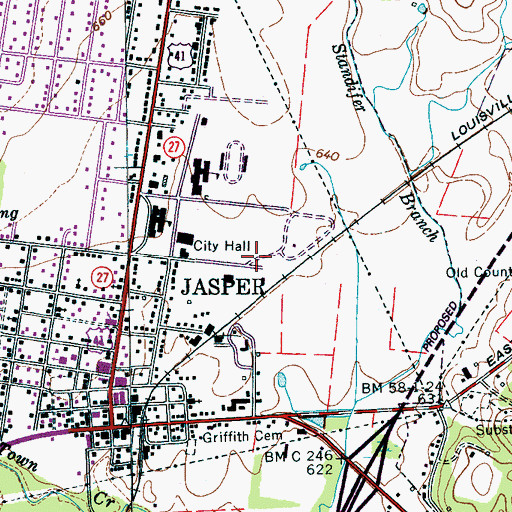Topographic Map of Jasper City Park, TN