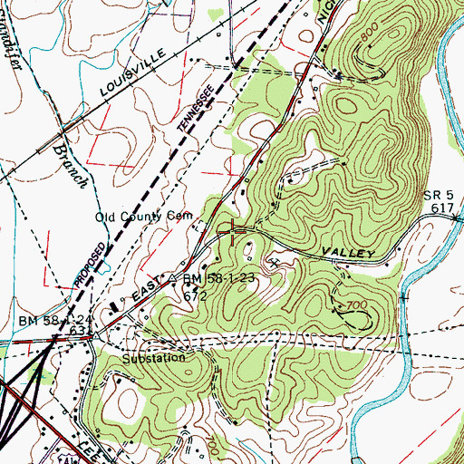 Topographic Map of Jasper School (historical), TN