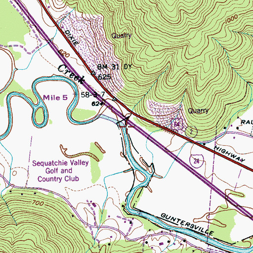 Topographic Map of Ketchalls Ford, TN