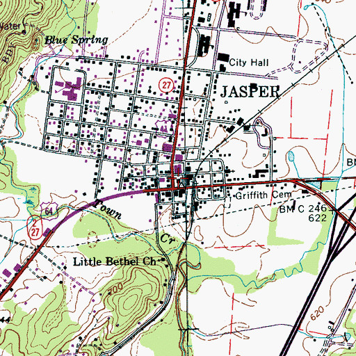 Topographic Map of Marion County Courthouse, TN