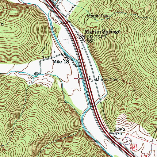 Topographic Map of Martin Springs School (historical), TN