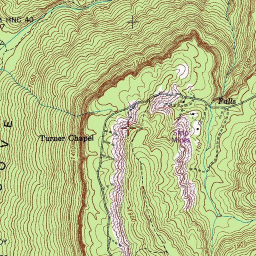 Topographic Map of McCulloughs Mine, TN