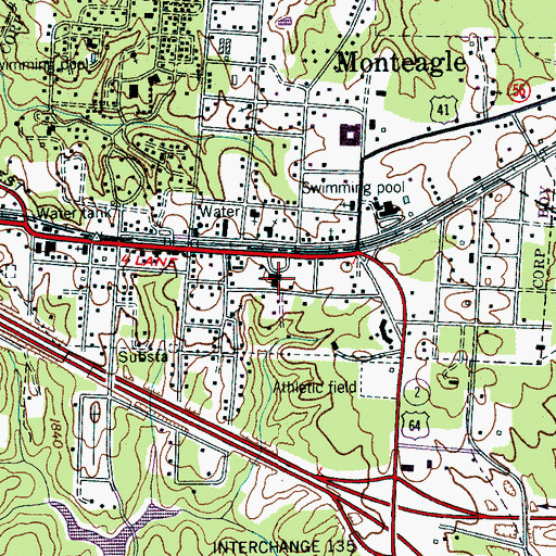 Topographic Map of Monteagle School, TN
