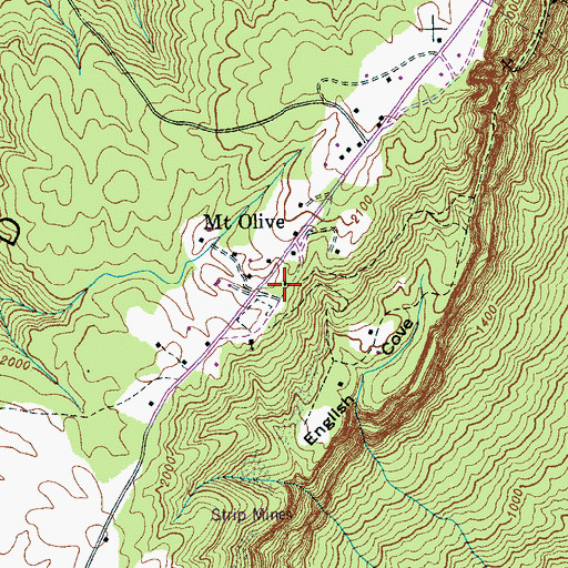 Topographic Map of Mount Olive School (historical), TN