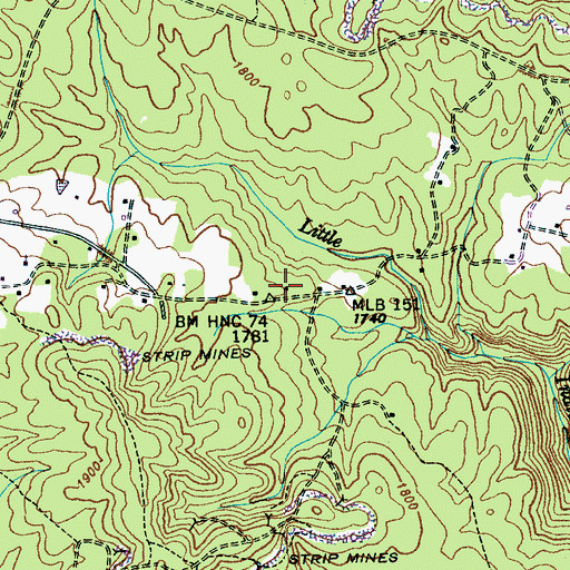 Topographic Map of Pryor Ridge School (historical), TN