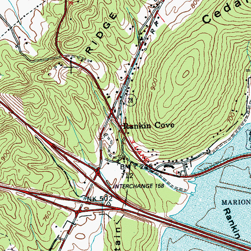 Topographic Map of Rankin Cove School (historical), TN