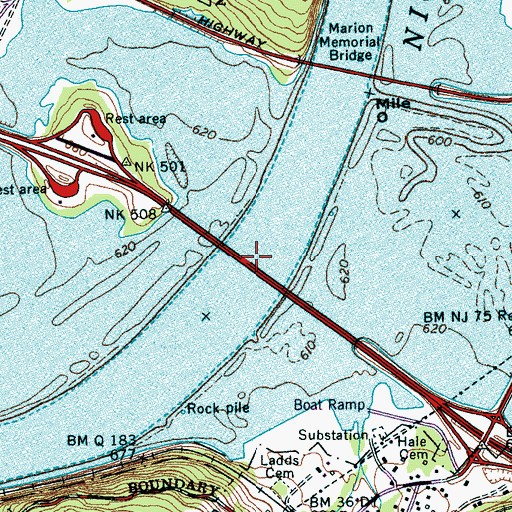 Topographic Map of Rankin Ferry (historical), TN
