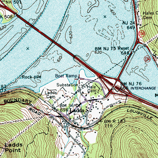 Topographic Map of Running Water Public Use Area, TN