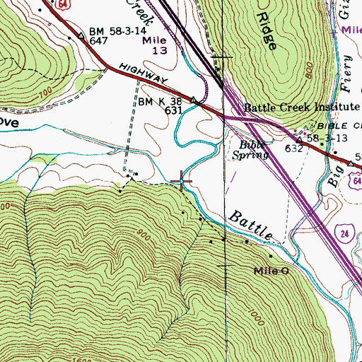 Topographic Map of Tate Cove Creek, TN