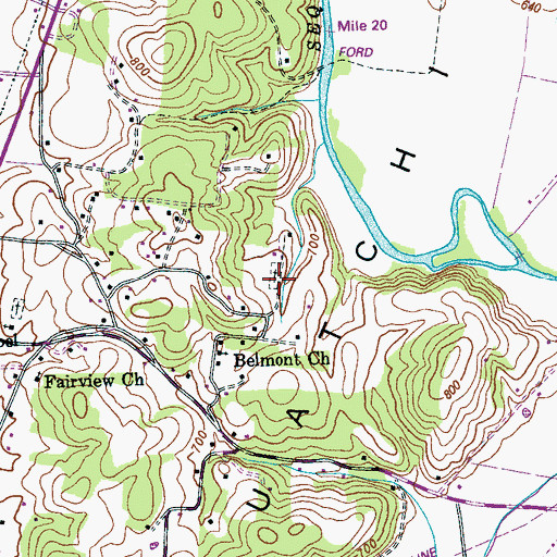 Topographic Map of Union Cemetery, TN